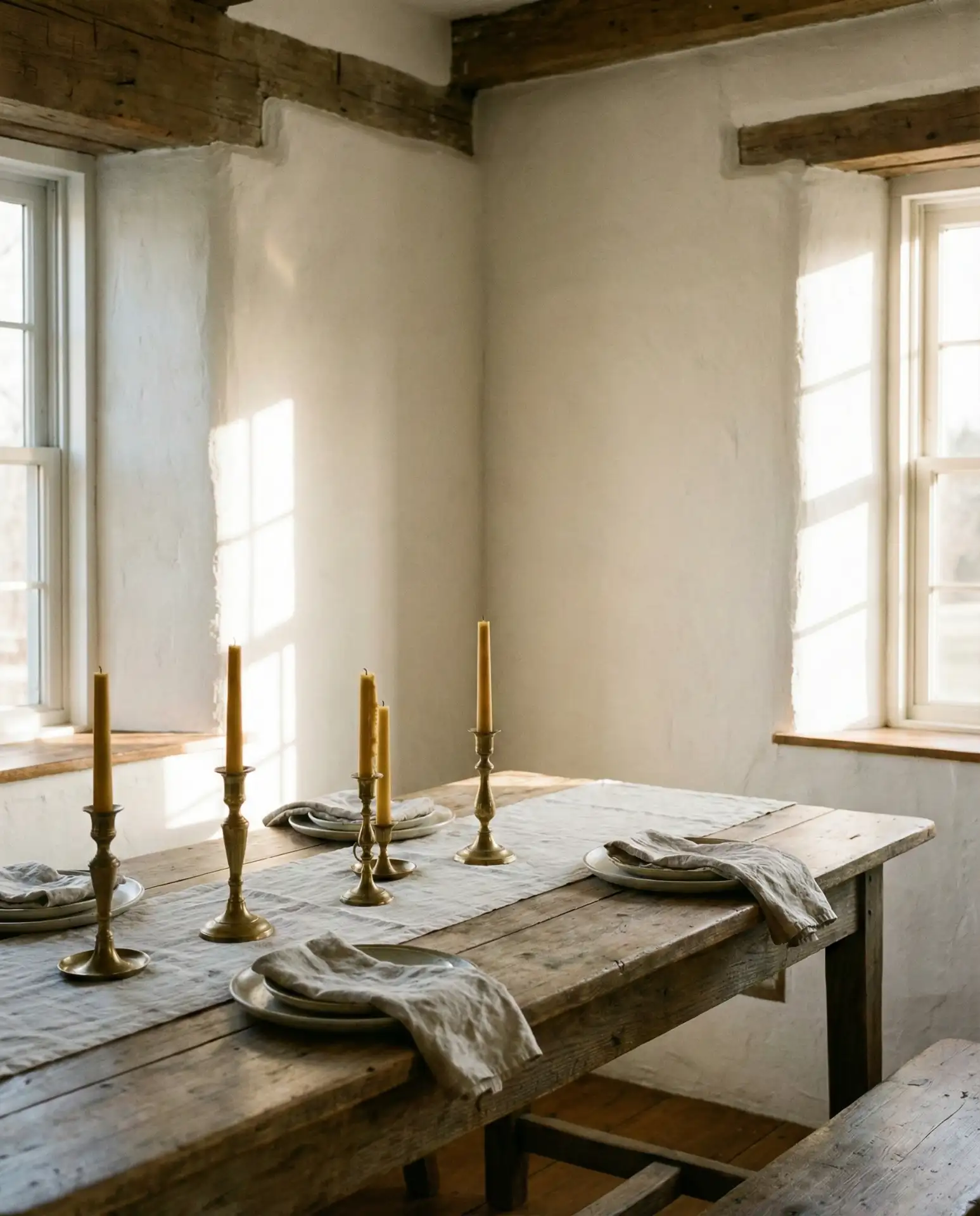 Farmhouse-Style Dining Room with Long Harvest Table 1