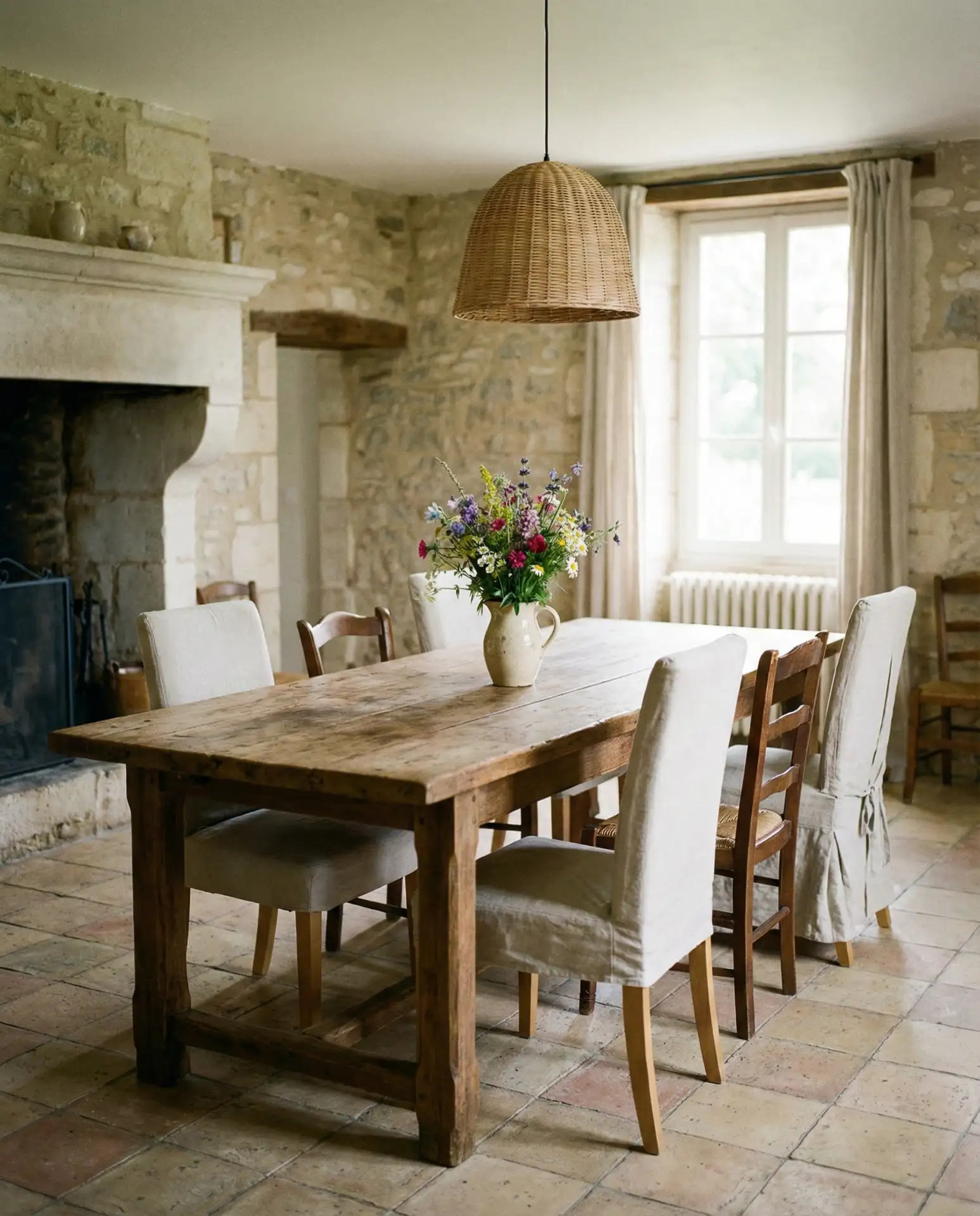 Farmhouse-Style Dining Room with Long Harvest Table 2