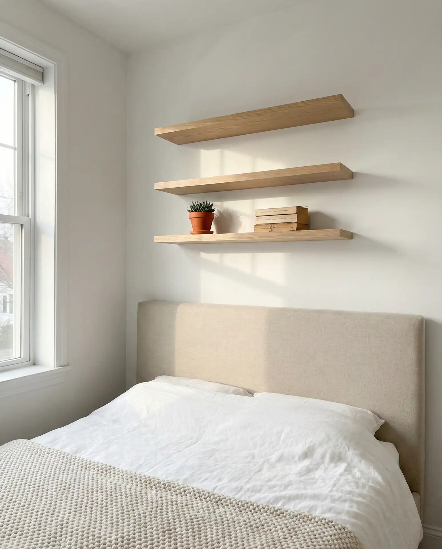Floating Shelves Above the Bed 1