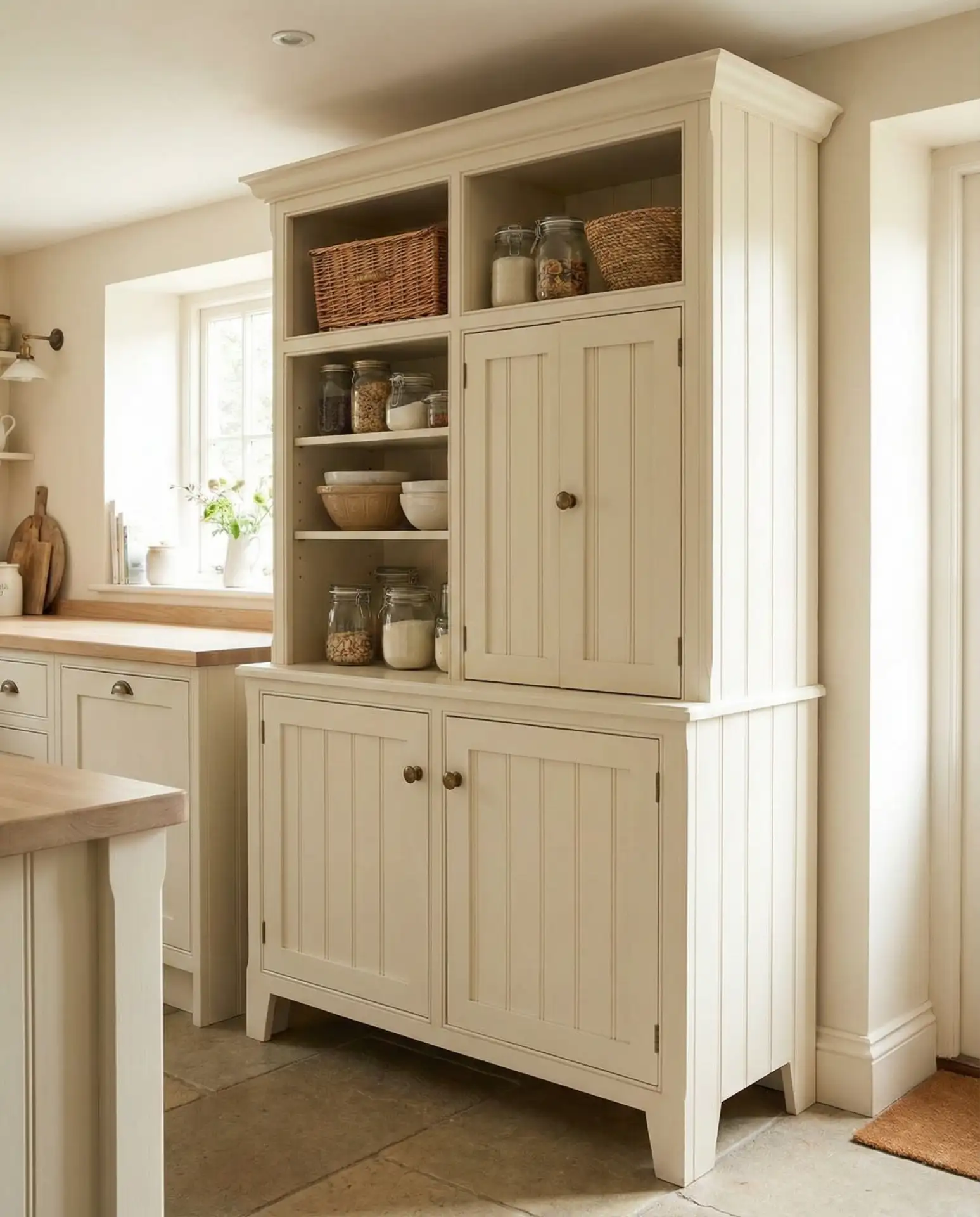 Freestanding Farmhouse Pantry in Cream 2