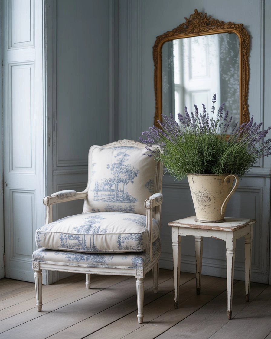 French Country Cottage Living Room with Elegant Details 1