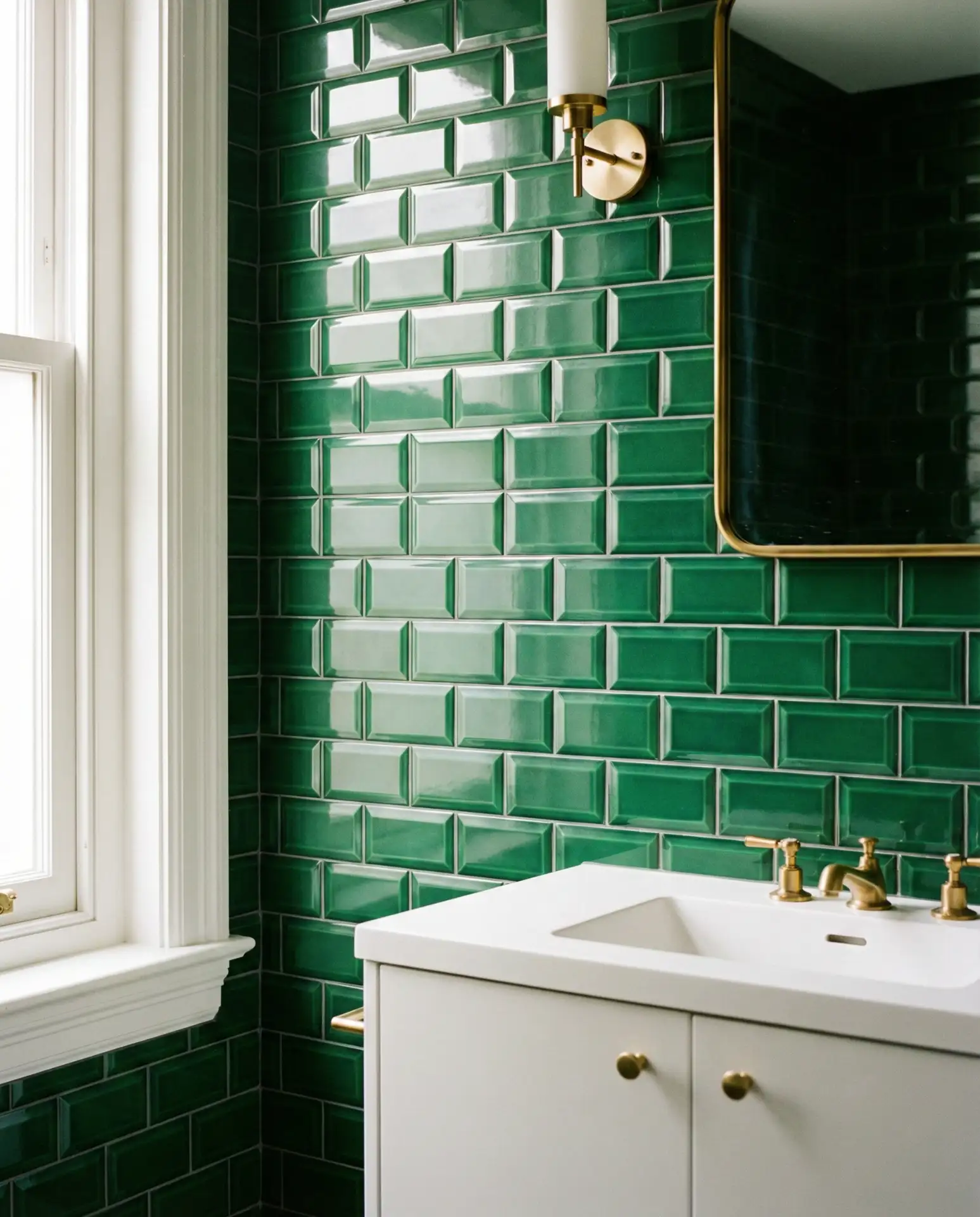 Green Beveled Subway Tiles for Dimension 2