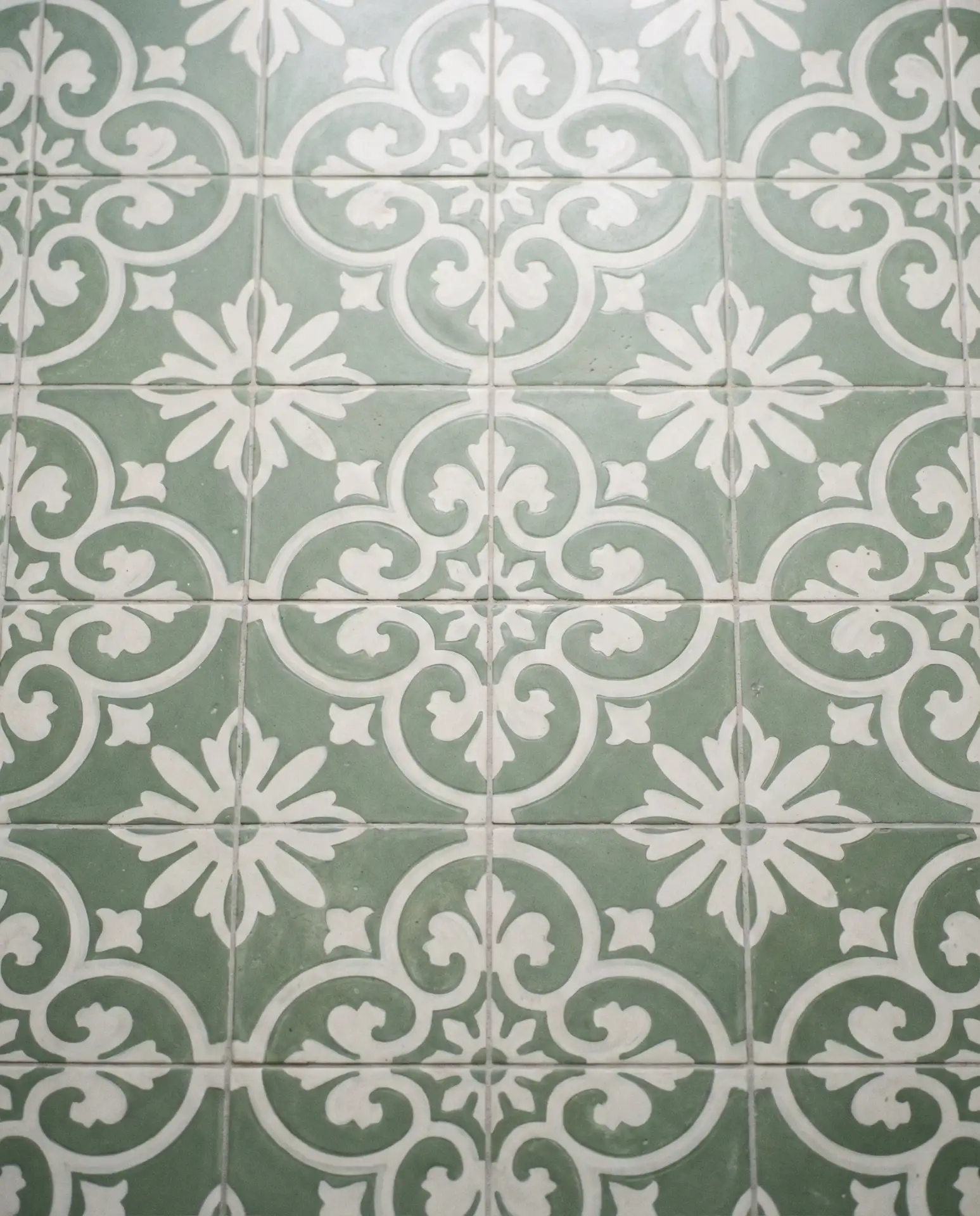 Green Encaustic Patterned Tiles 1
