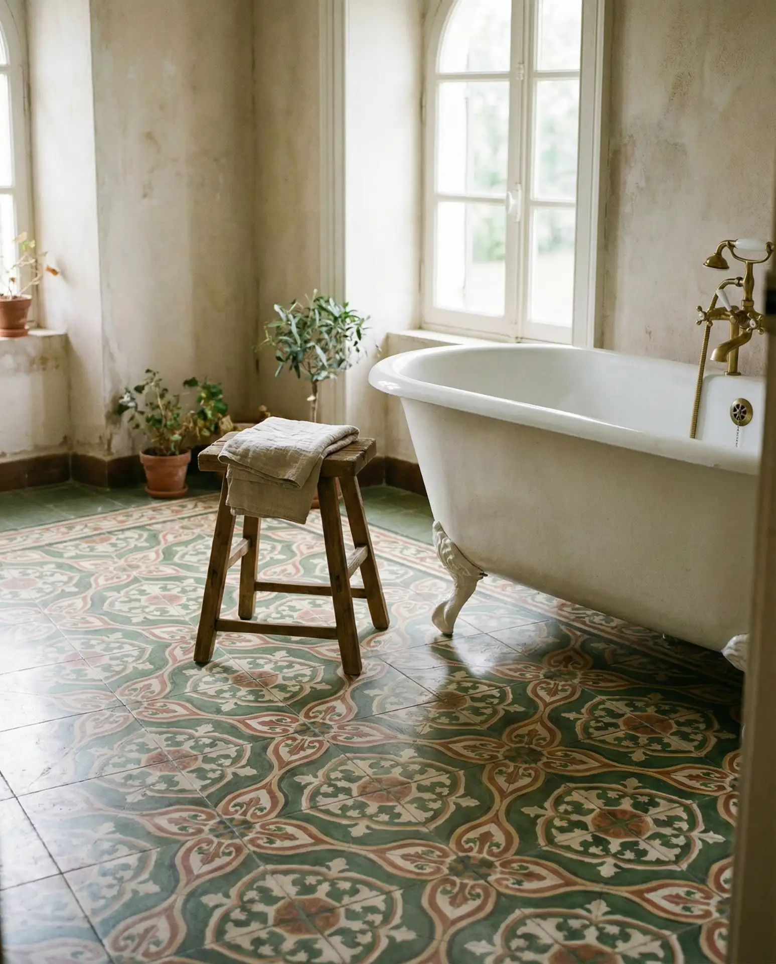 Green Encaustic Patterned Tiles 2