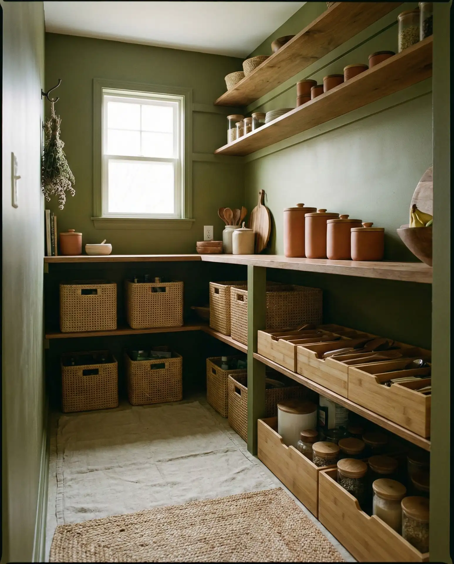 Green Pantry with Natural Materials 2