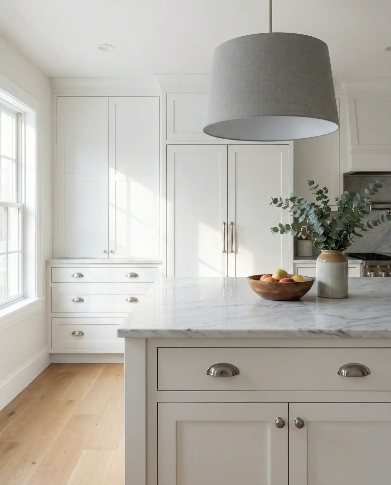 Grey Drum Shades for Transitional Spaces