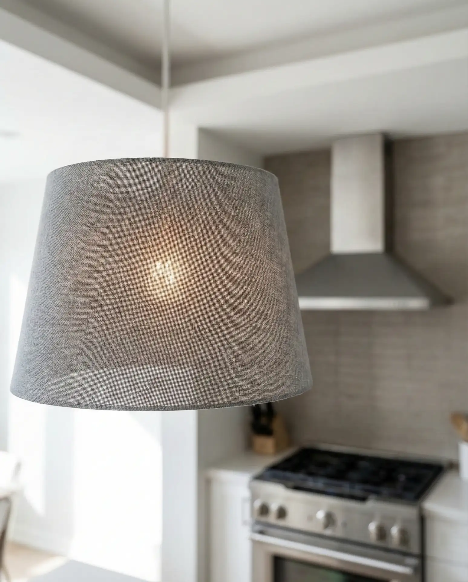 Grey Drum Shades for Transitional Spaces