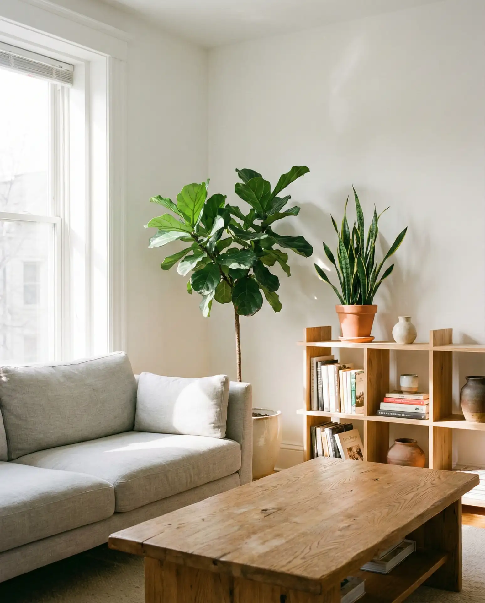 Grey with Natural Wood and Greenery 1