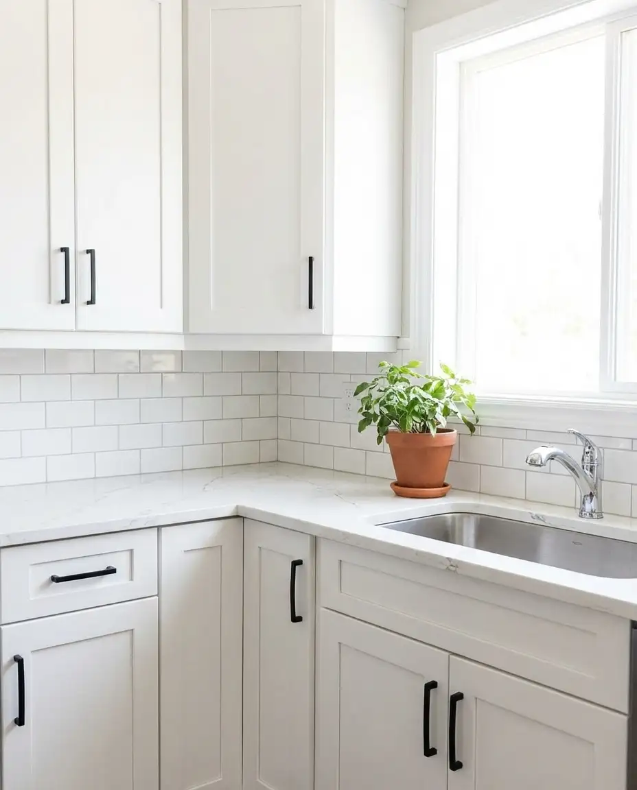 High-Contrast Black Hardware on White Cabinets 1