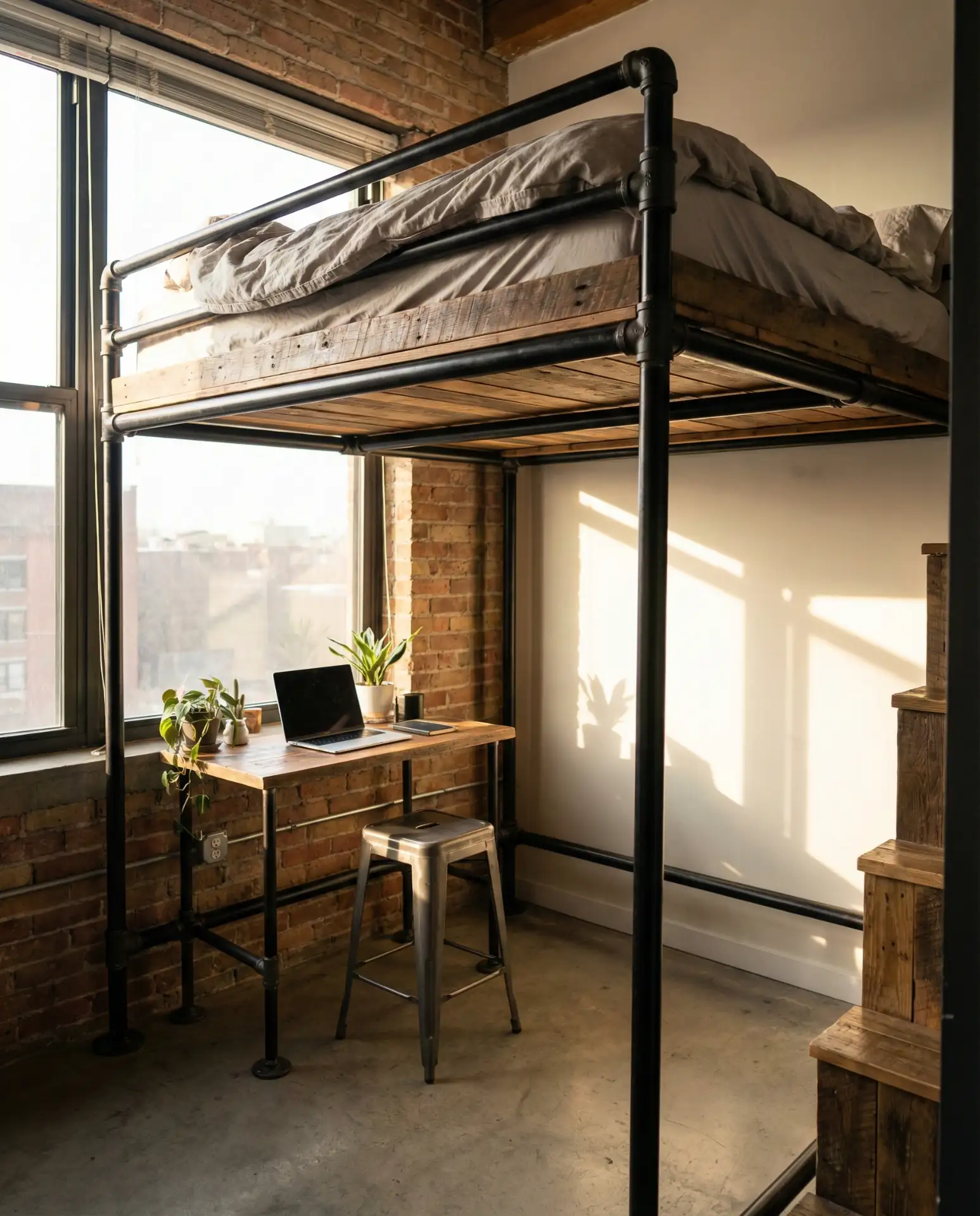 Industrial Pipe Loft Bed for DIY Enthusiasts 1