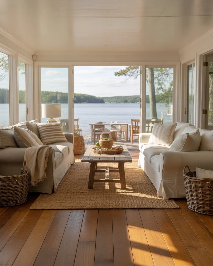 Lake Cottage Living Room with Waterside Views 1