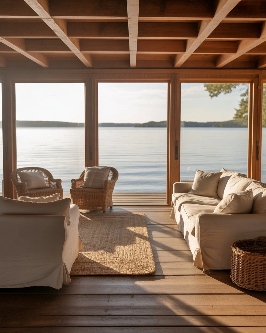 Lake Cottage Living Room with Waterside Views 2