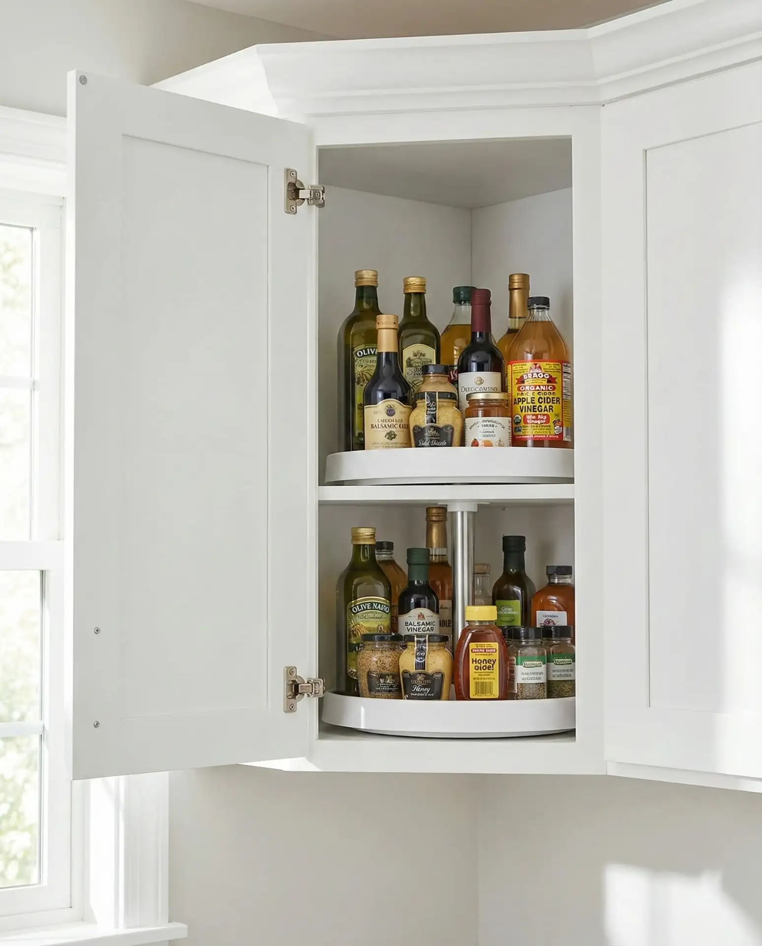 Lazy Susan Turntables in Upper Corner Cabinets 1