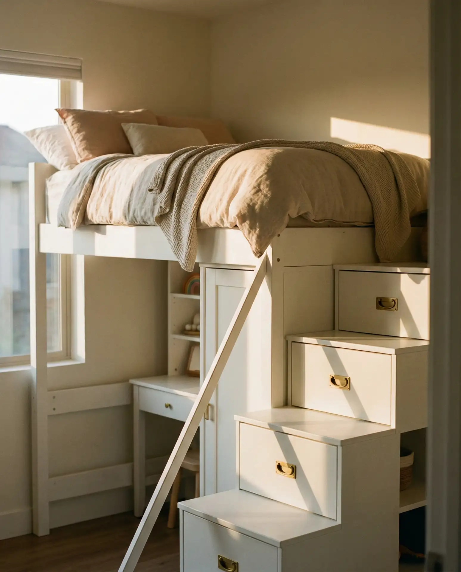 Loft Bed with Built-In Stairs for Safety and Storage 2