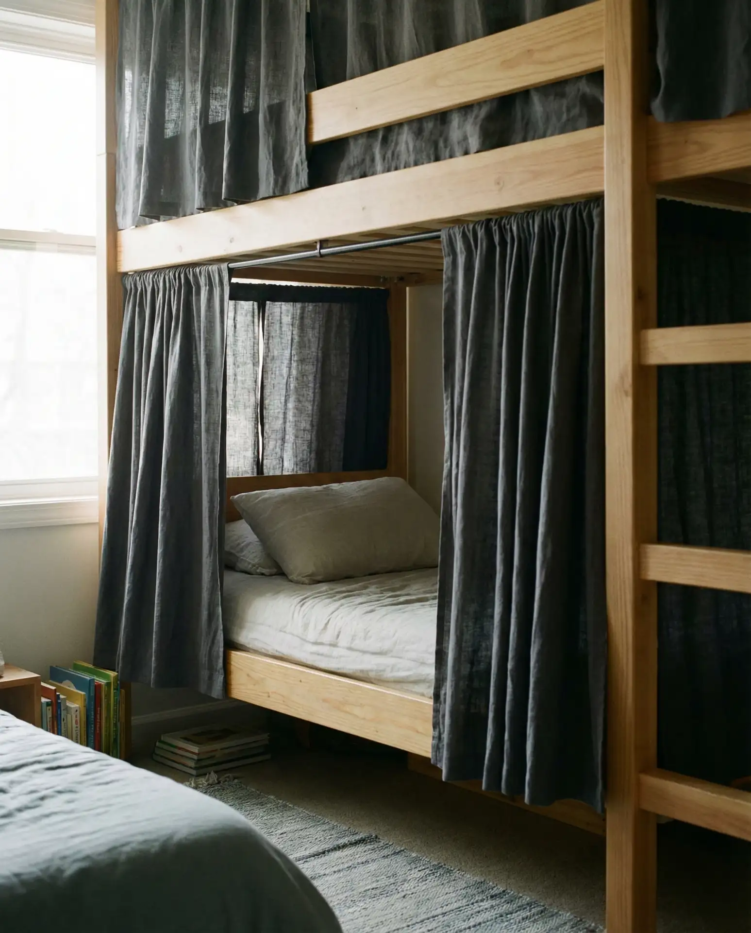 Loft Bed with Curtains for Privacy in Shared Spaces 1