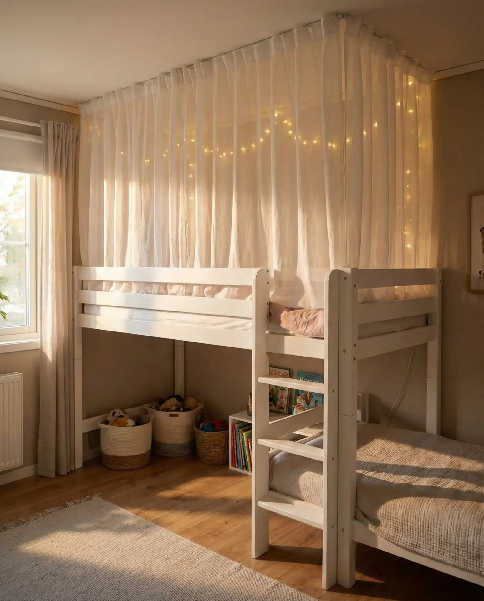 Loft Bed with Curtains for Privacy in Shared Spaces 2