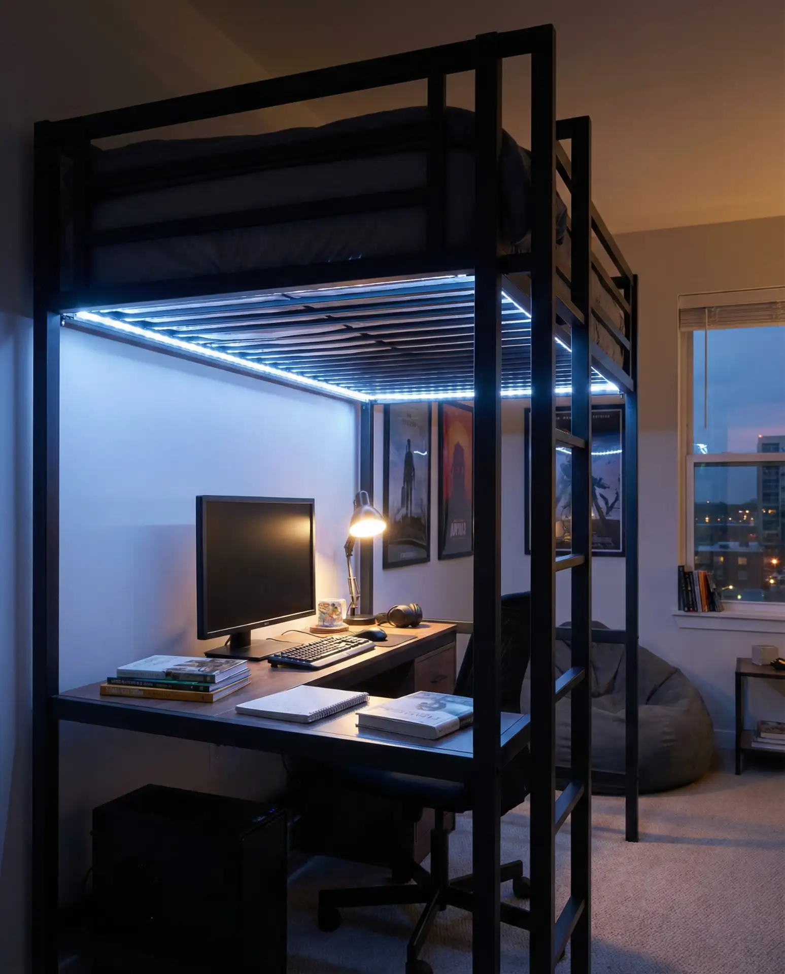 Loft Bed with LED Lighting for Modern Ambiance 2