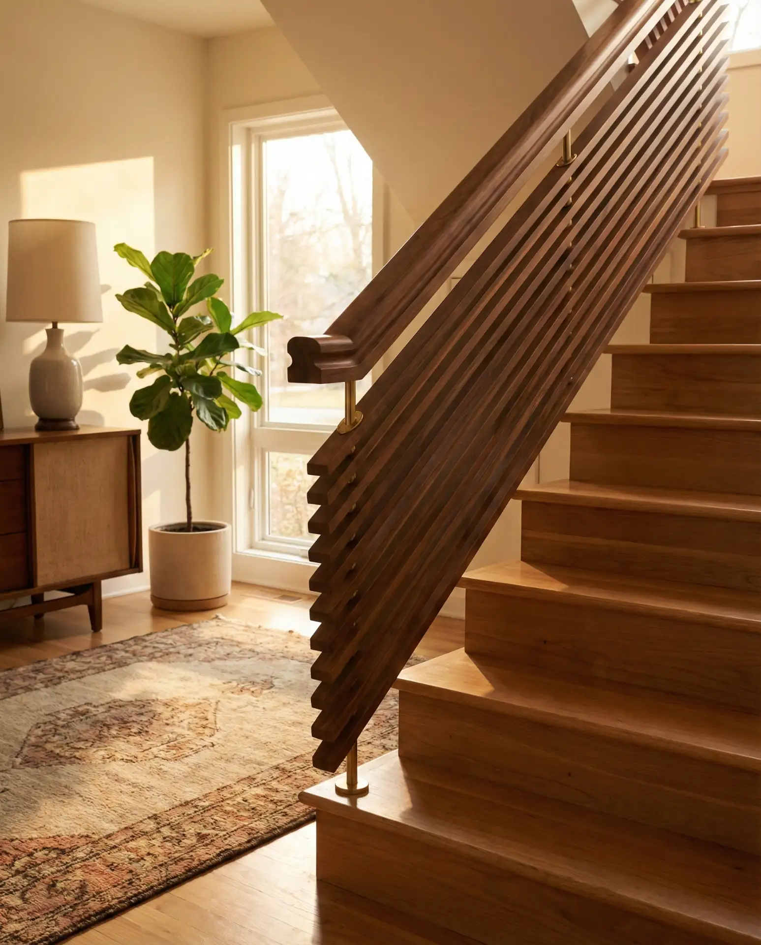 Mid-Century Walnut and Brass Accents 1