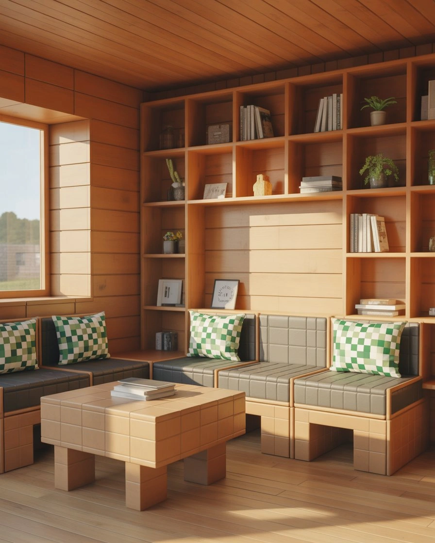 Minecraft-Inspired Blocky Cottage Living Room 2