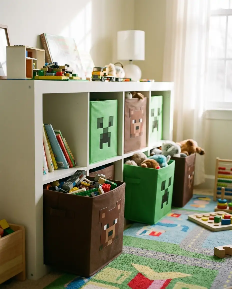 Minecraft-Inspired Storage Blocks for Kids' Rooms 1