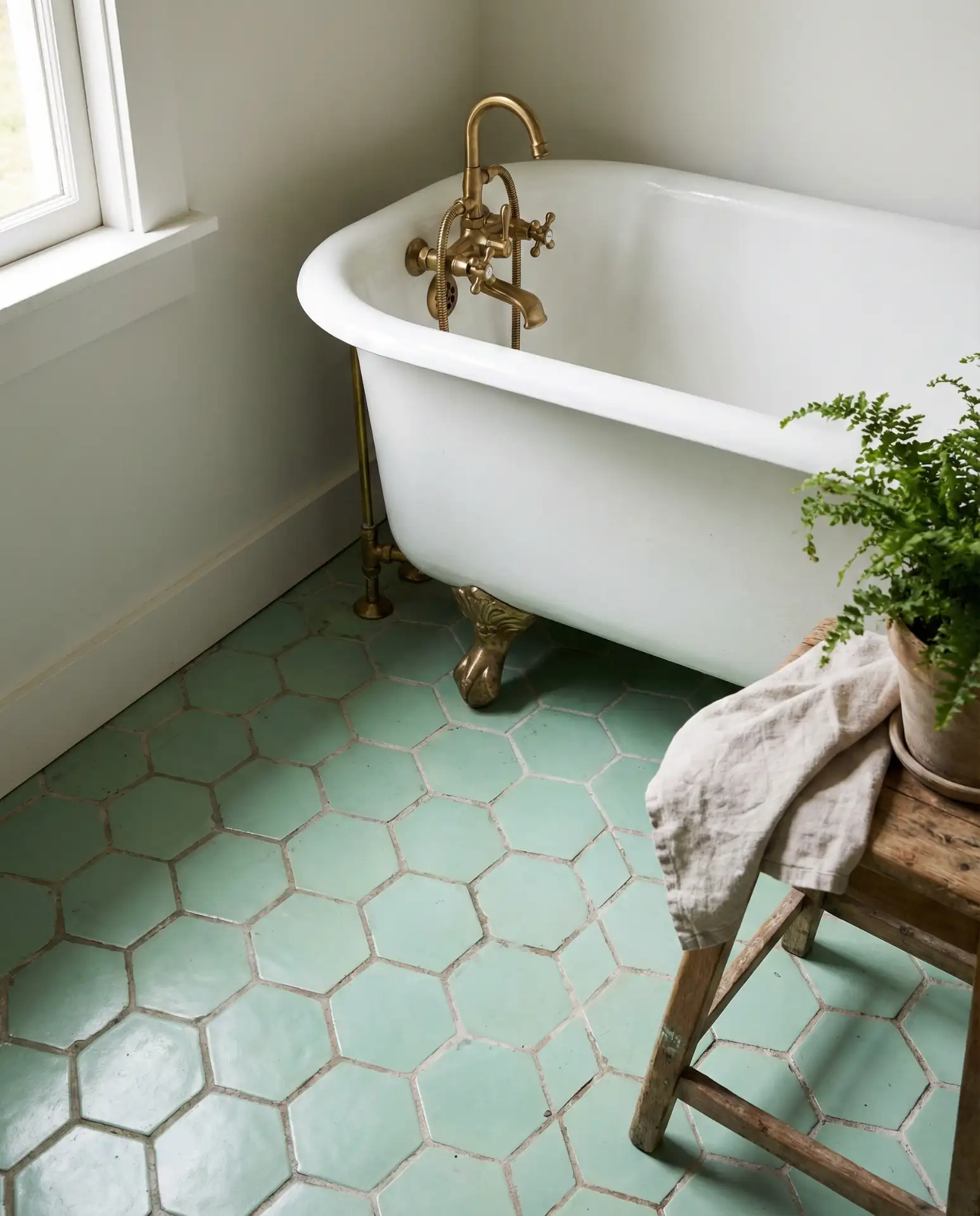 Mint Green Hexagon Floor Tiles 1