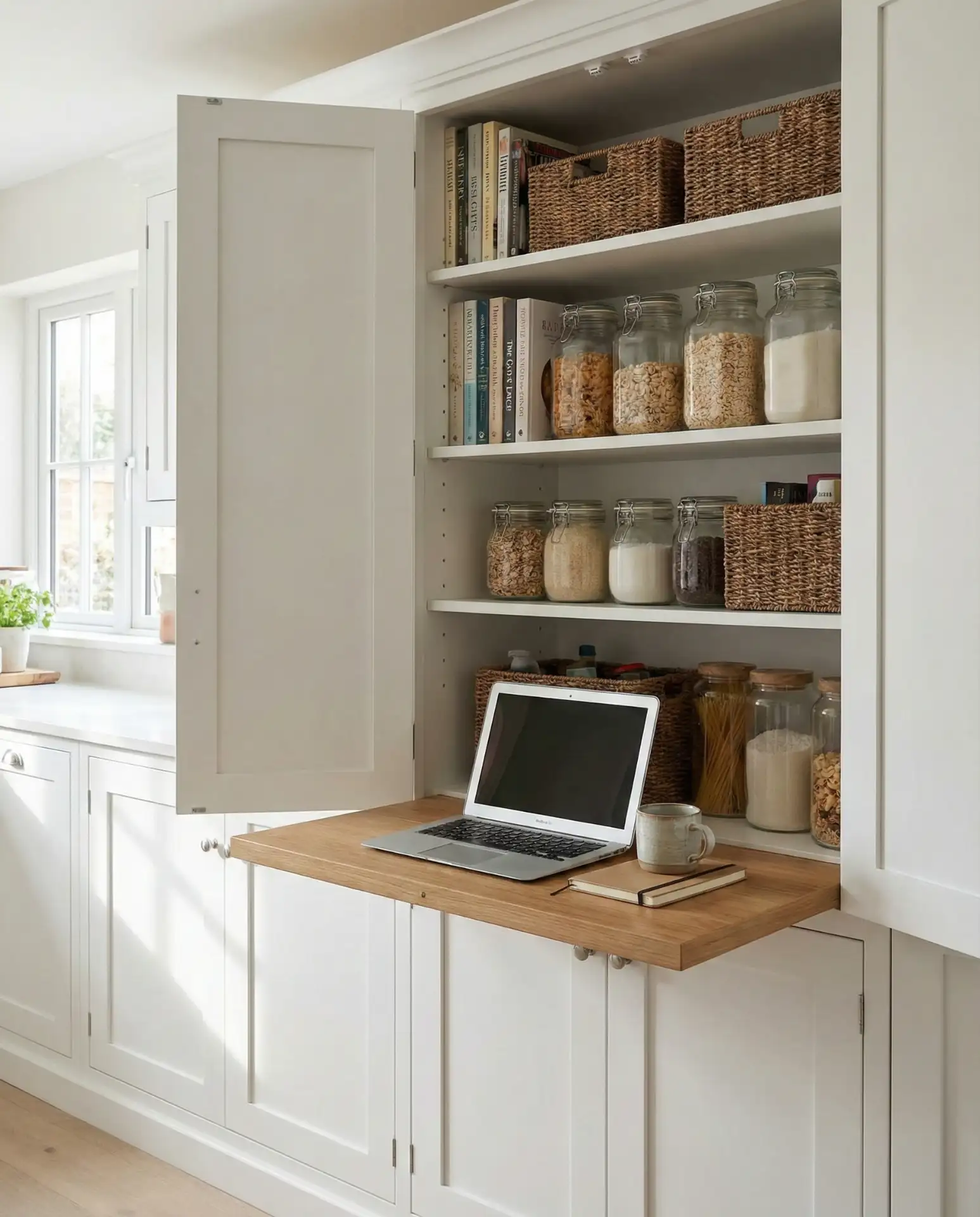 Multi-Functional Pantry with Hidden Desk 2