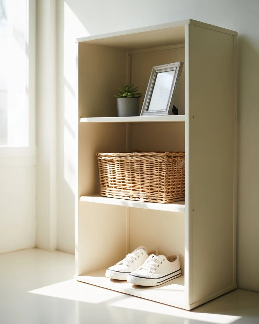 Narrow Bookshelf as Storage Tower 1