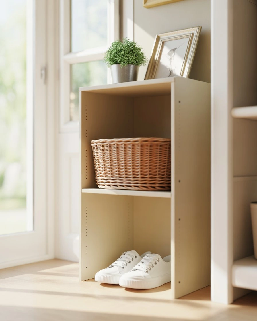 Narrow Bookshelf as Storage Tower 2