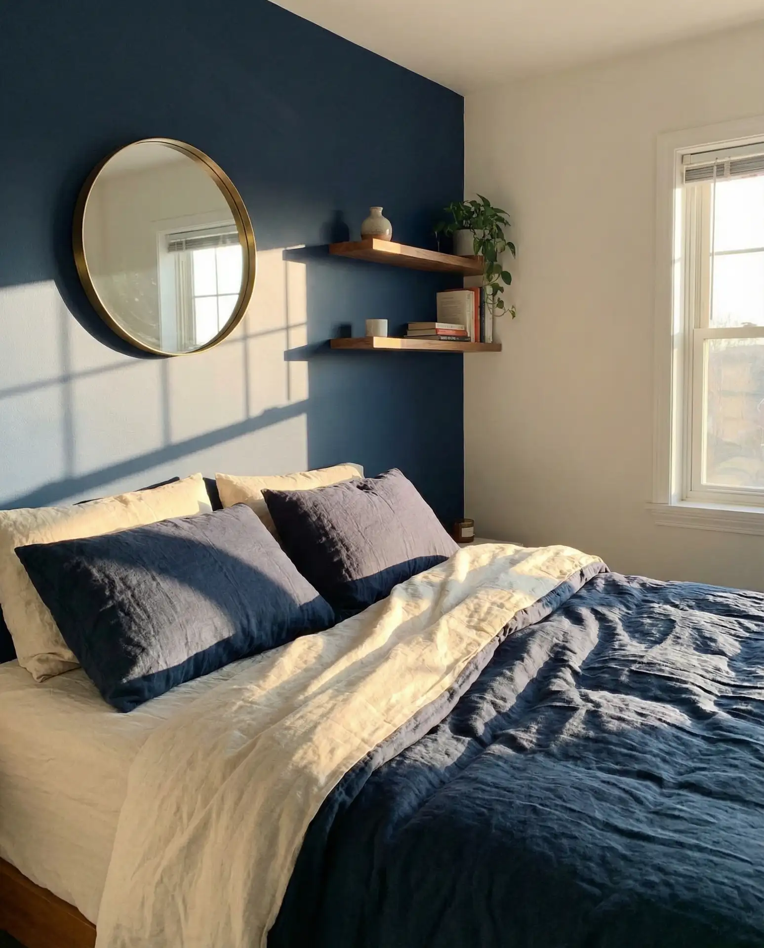 Navy Accent Wall with Brass Hardware 1