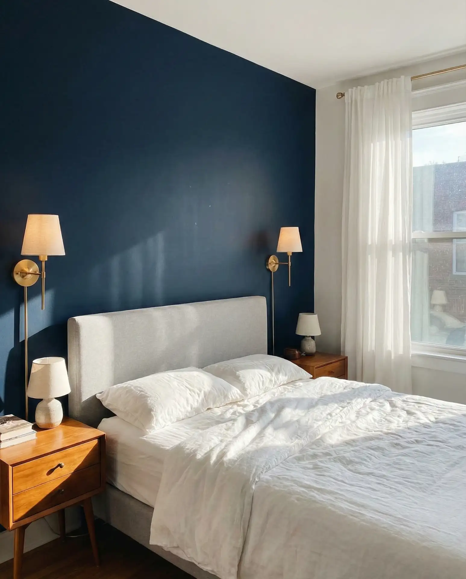 Navy Accent Wall with Brass Hardware 2