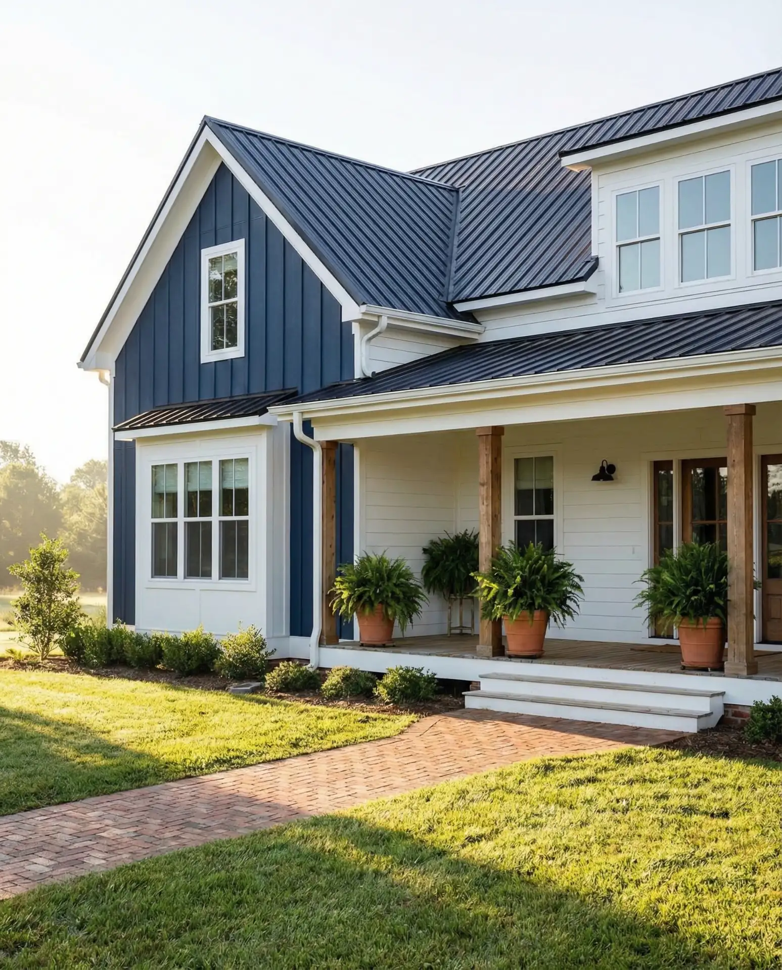 Navy Blue Accent Wall with White Base 2