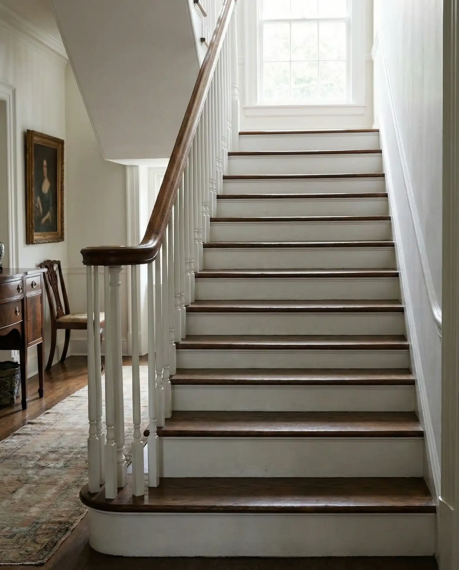 Painted White with Contrasting Dark Treads 1