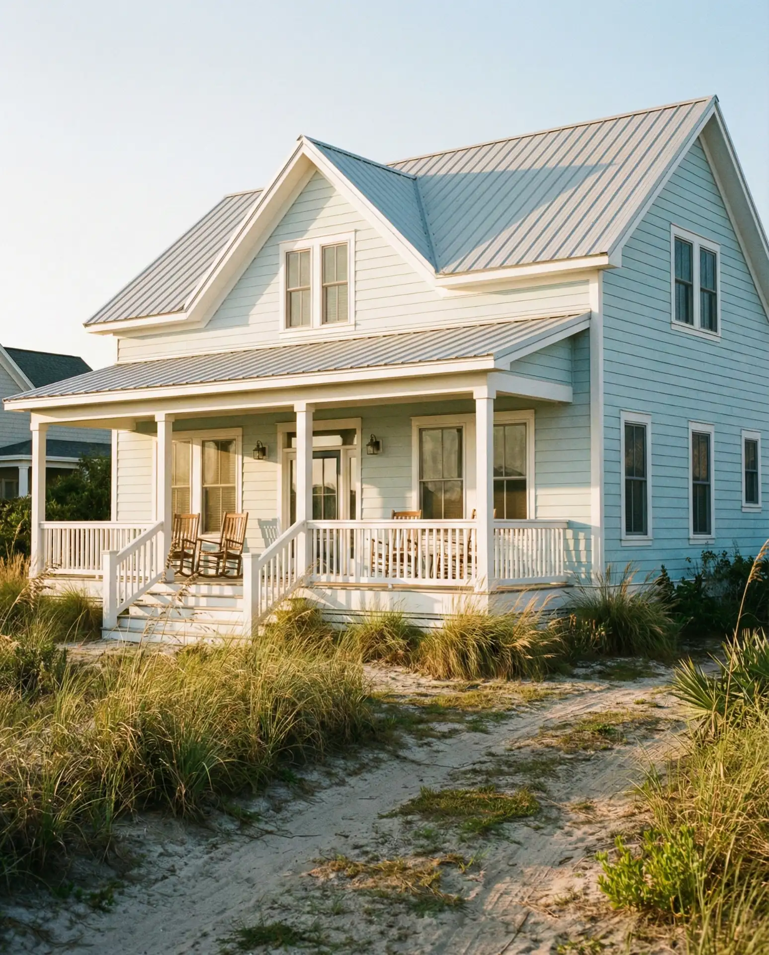 Pale Blue with White Trim for Coastal Farmhouse 1