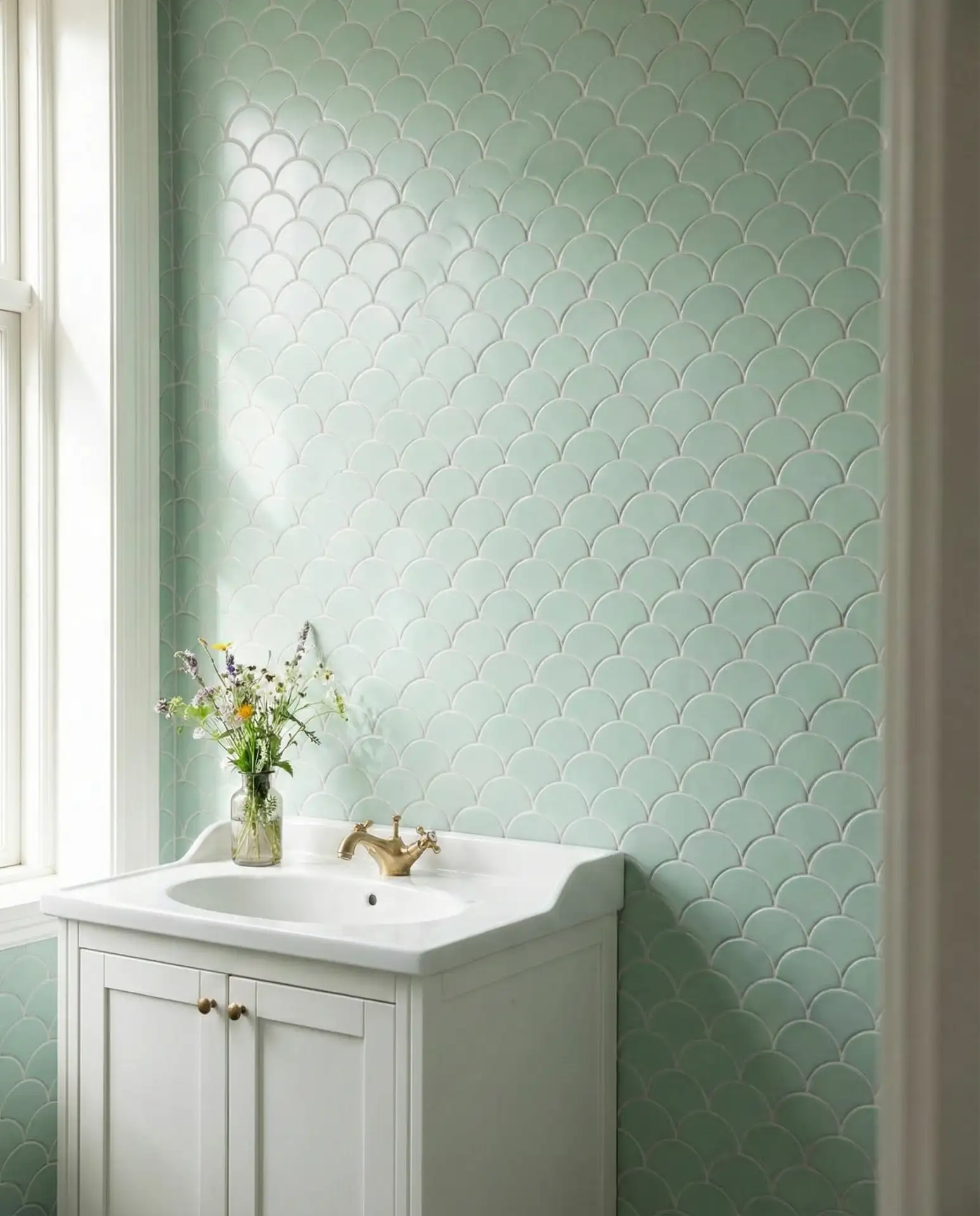 Pale Green Moroccan Fish Scale Tiles 2