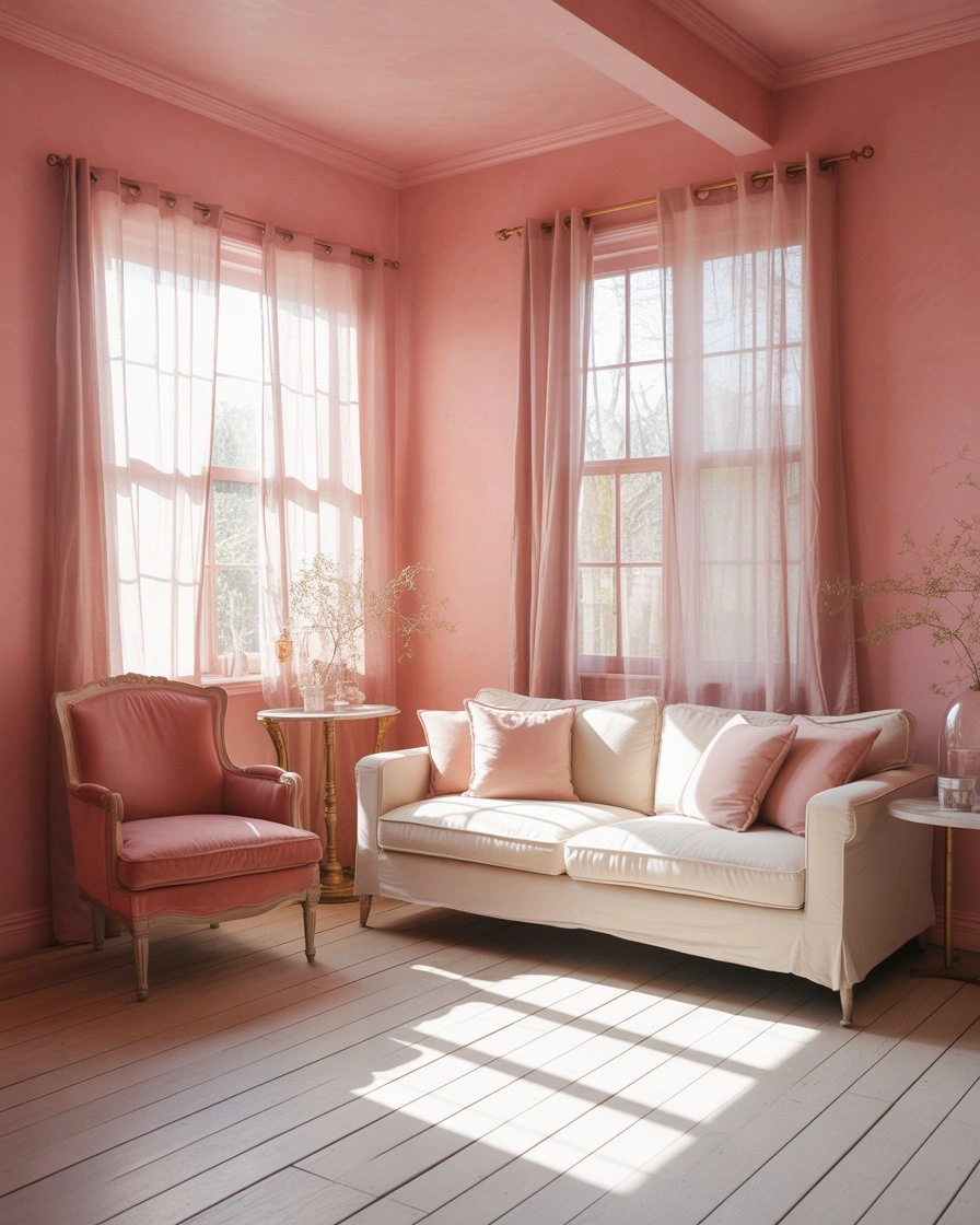 Pink Cottage Living Room with Romantic Softness 2