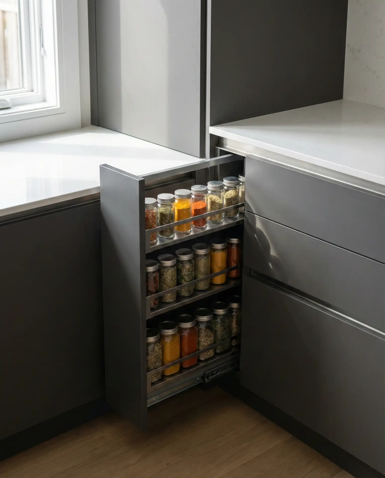 Pull-Out Spice Rack Pantry Insert 2