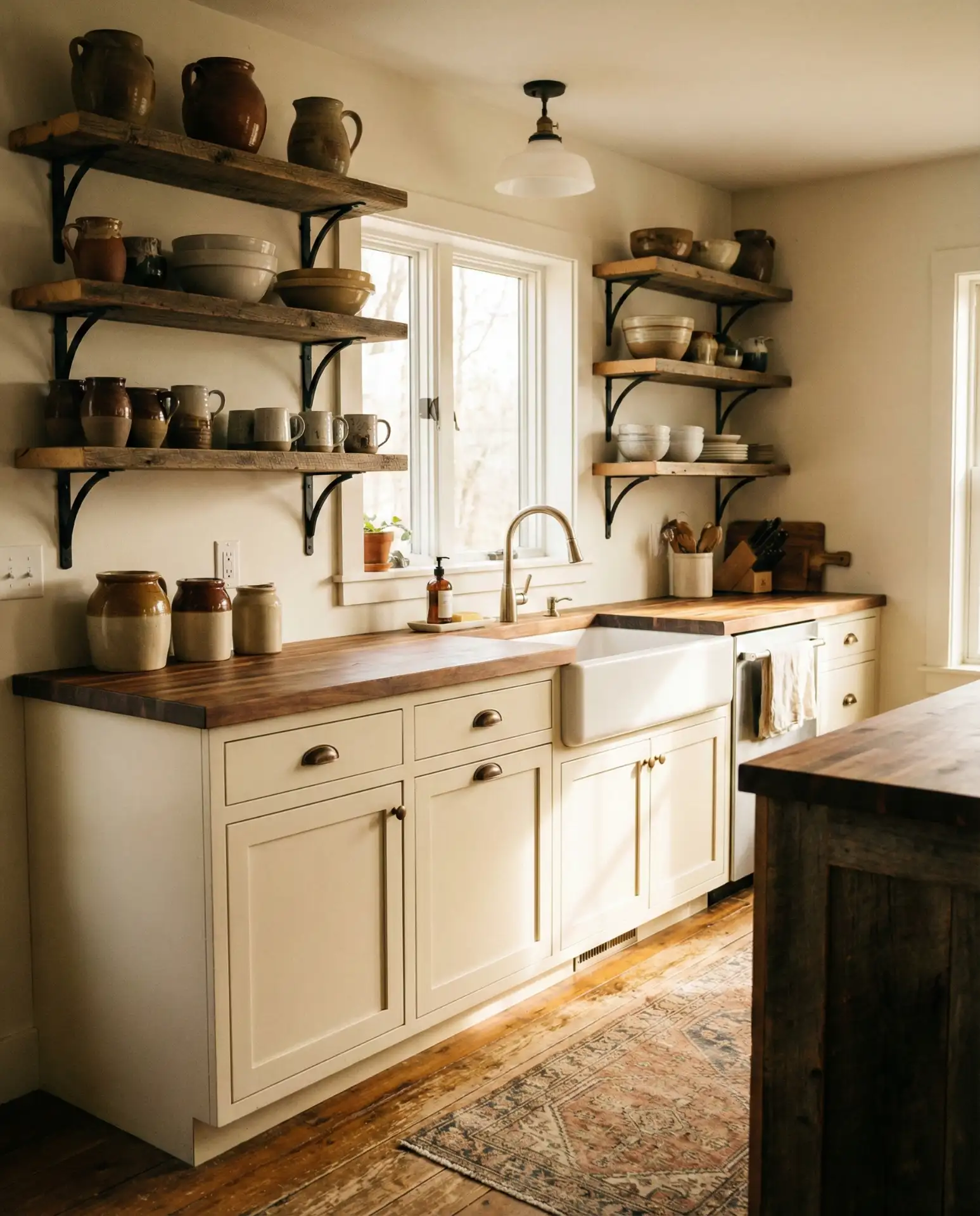 Ranch Style Kitchen with Open Shelving 1