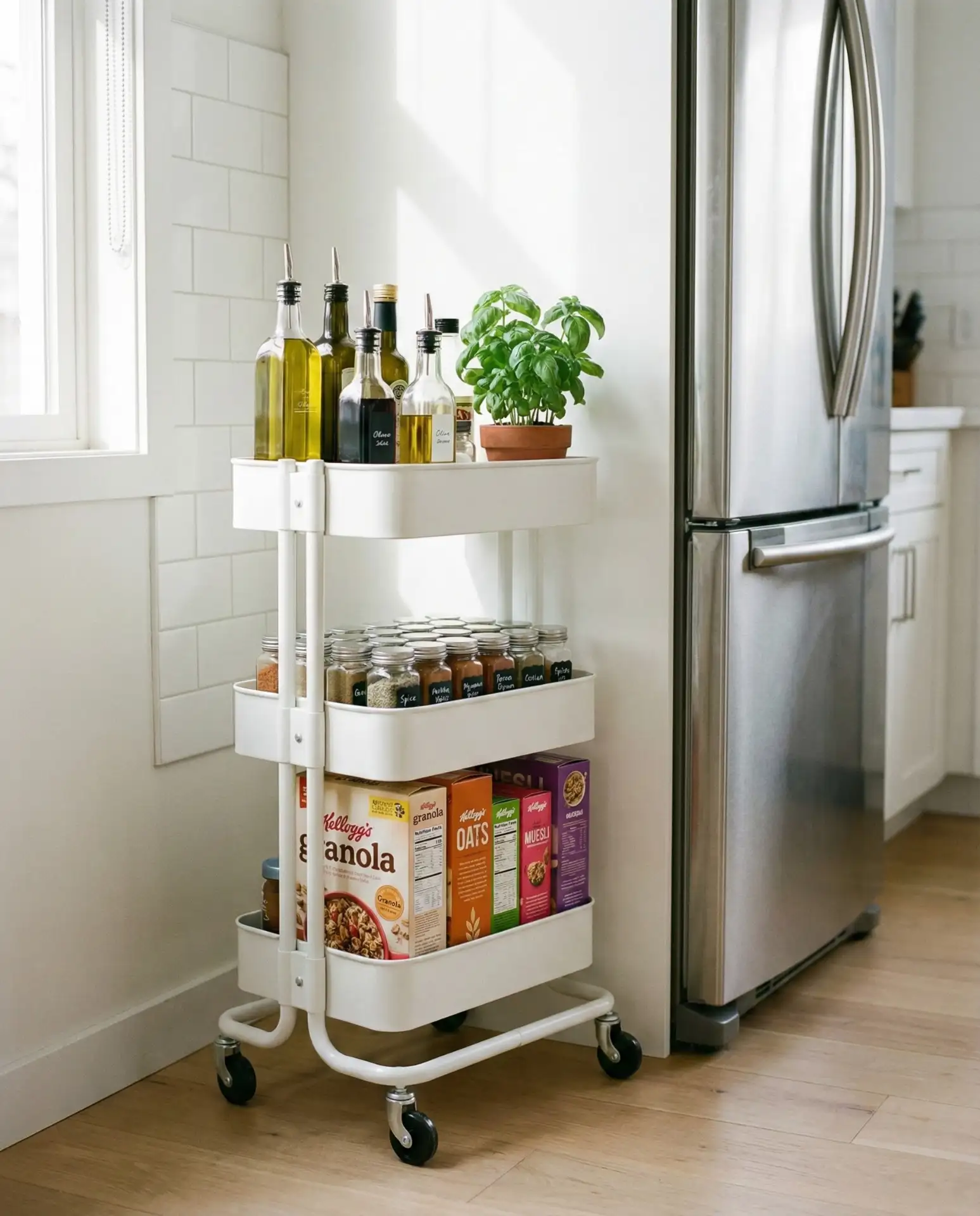 Rolling Cart as Supplemental Pantry Storage 2
