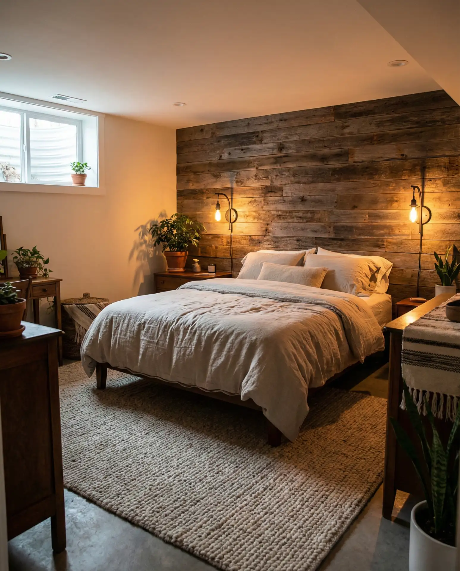 Rustic Basement Bedroom with Reclaimed Wood Accents 2
