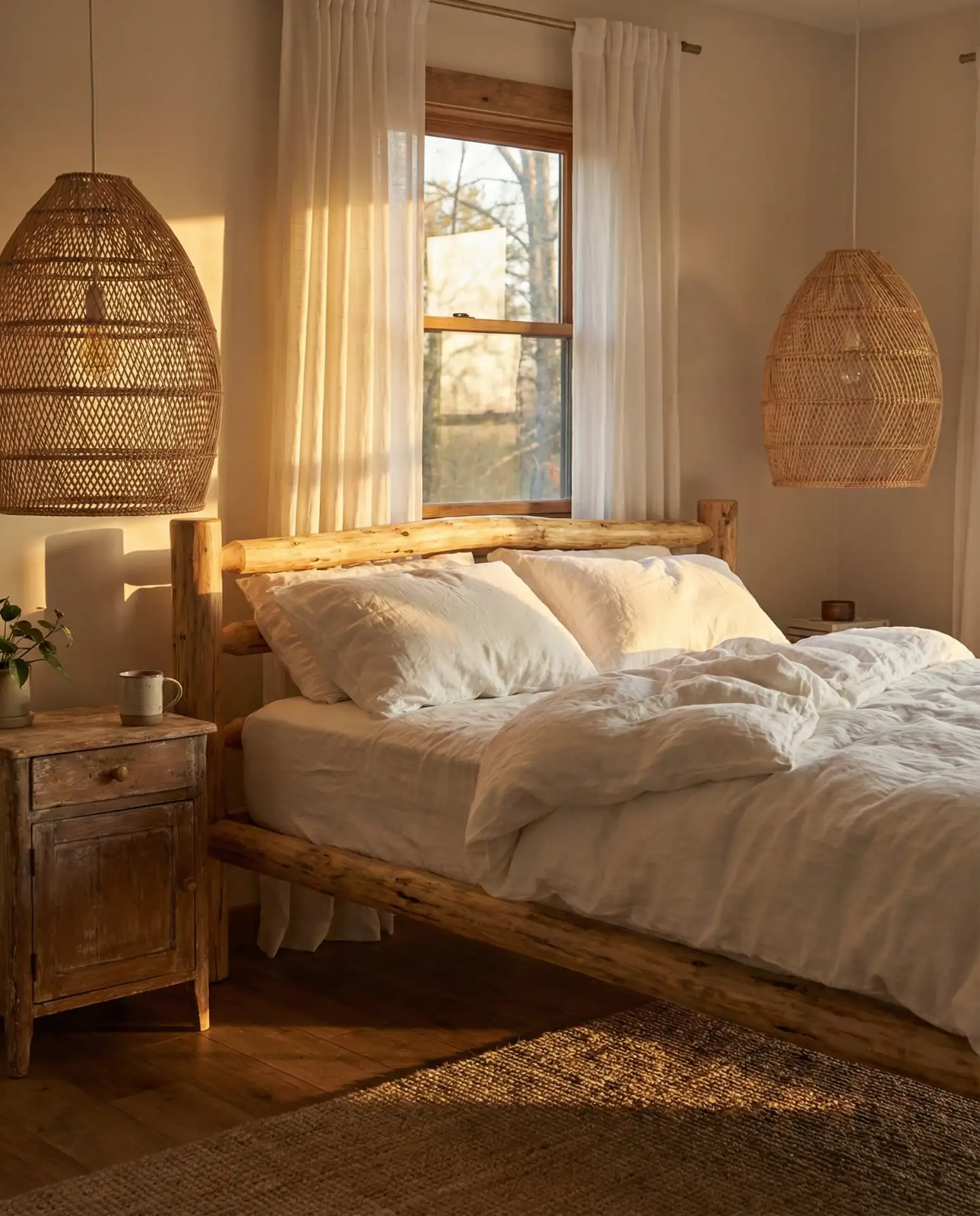 Rustic Bedroom with Pendant Lighting 2