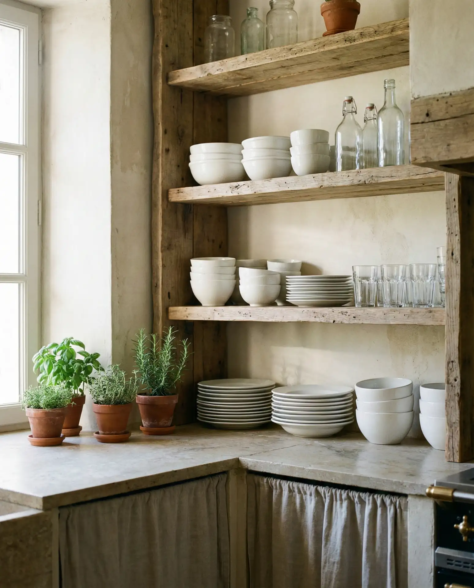 Rustic Open Shelving in the Kitchen 1