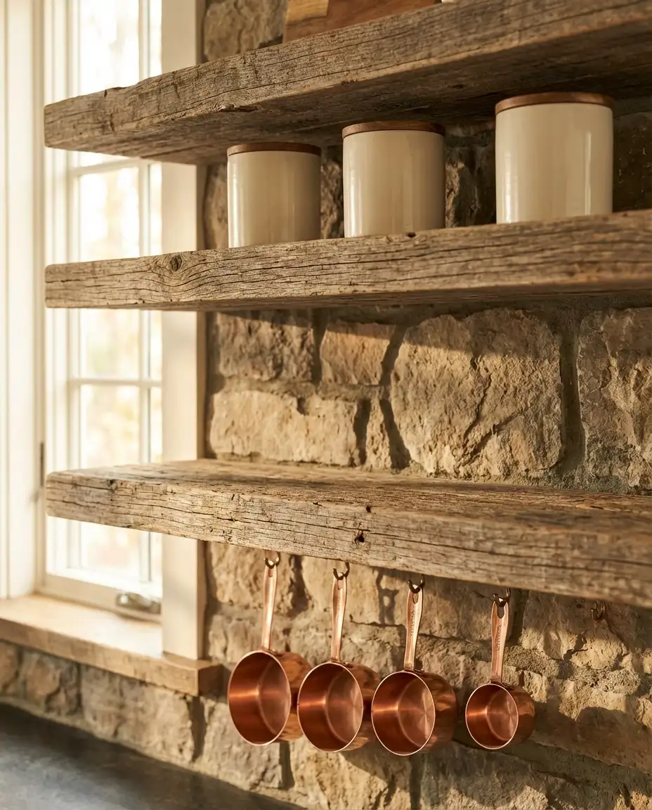 Rustic Open Shelving in the Kitchen 2
