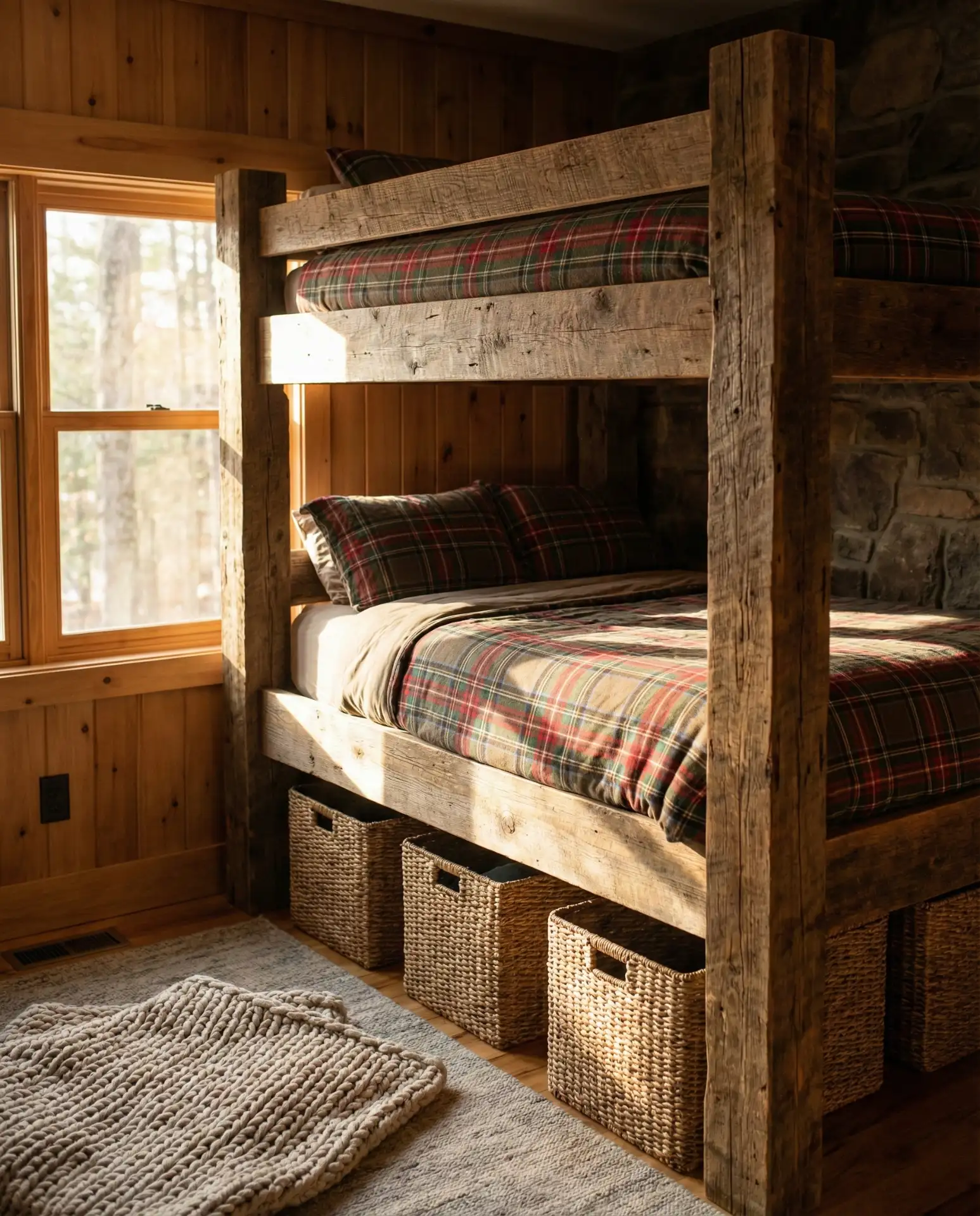 Rustic Wood Loft Bed for Cozy Small Rooms 1