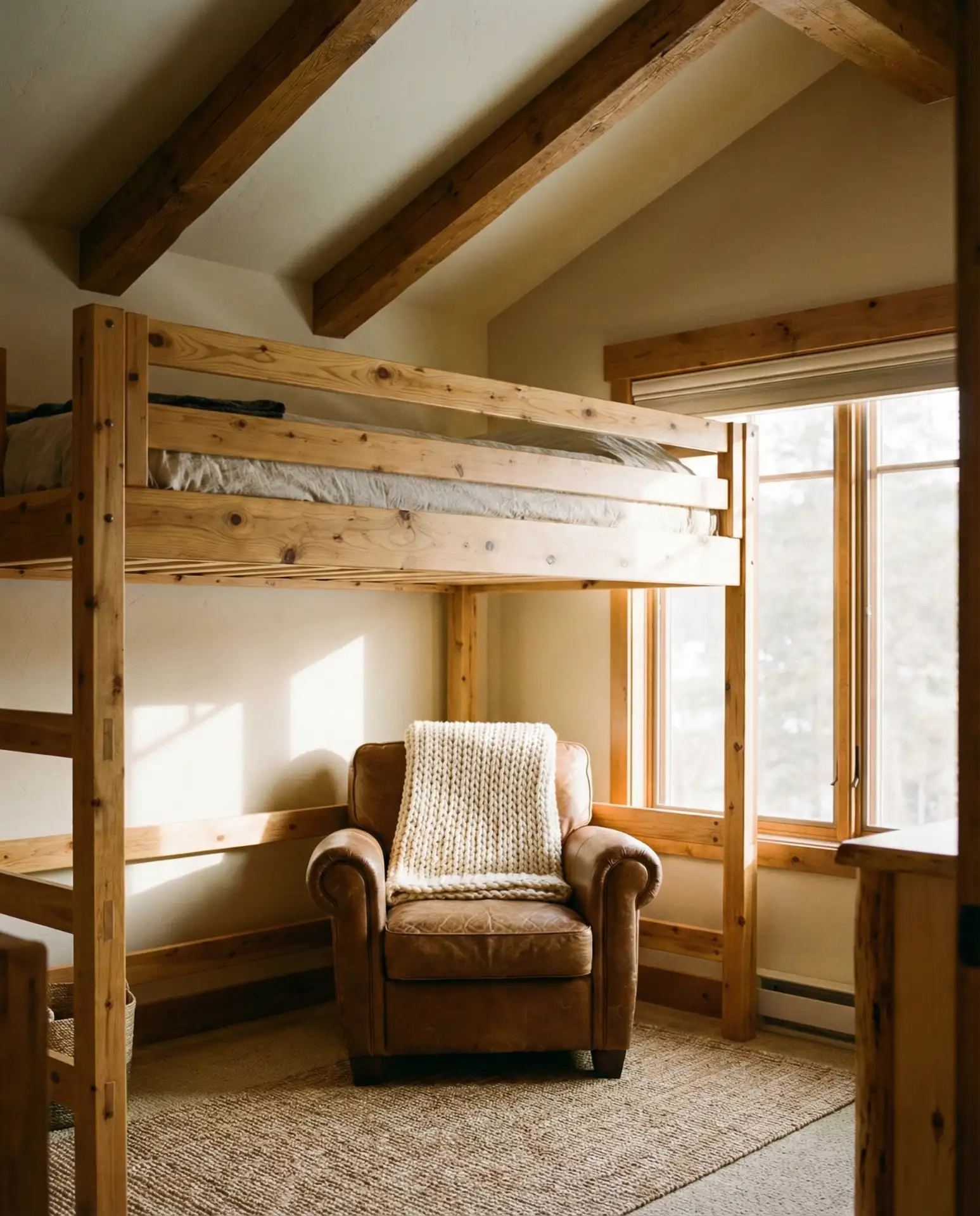 Rustic Wood Loft Bed for Cozy Small Rooms 2