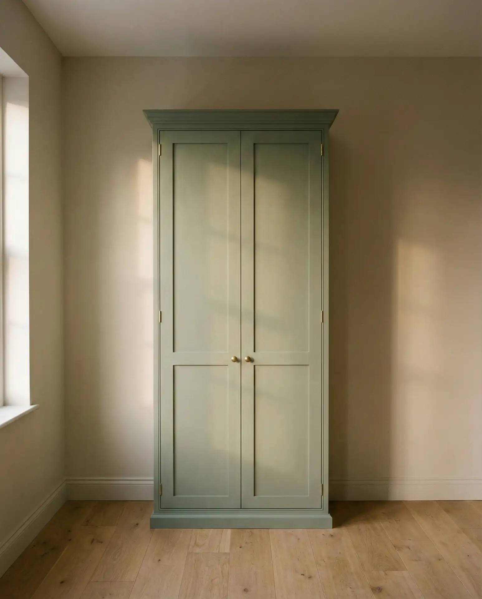 Sage Green Pantry with Brass Hardware 1
