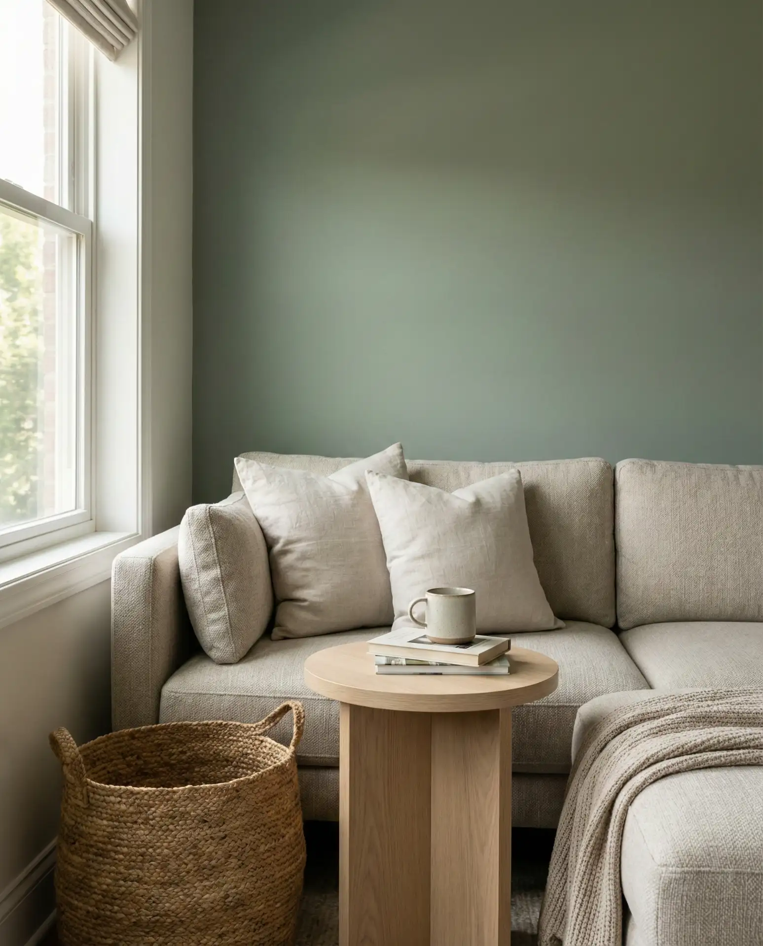 Sage Green Walls with Neutral Furniture 2