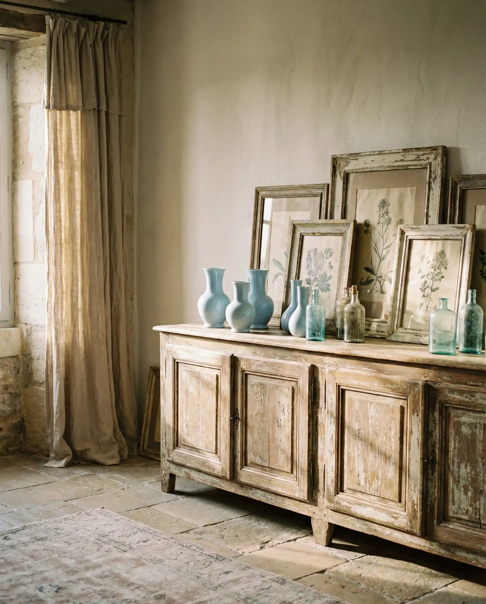 Shabby Chic Living Room with Distressed Furniture 1