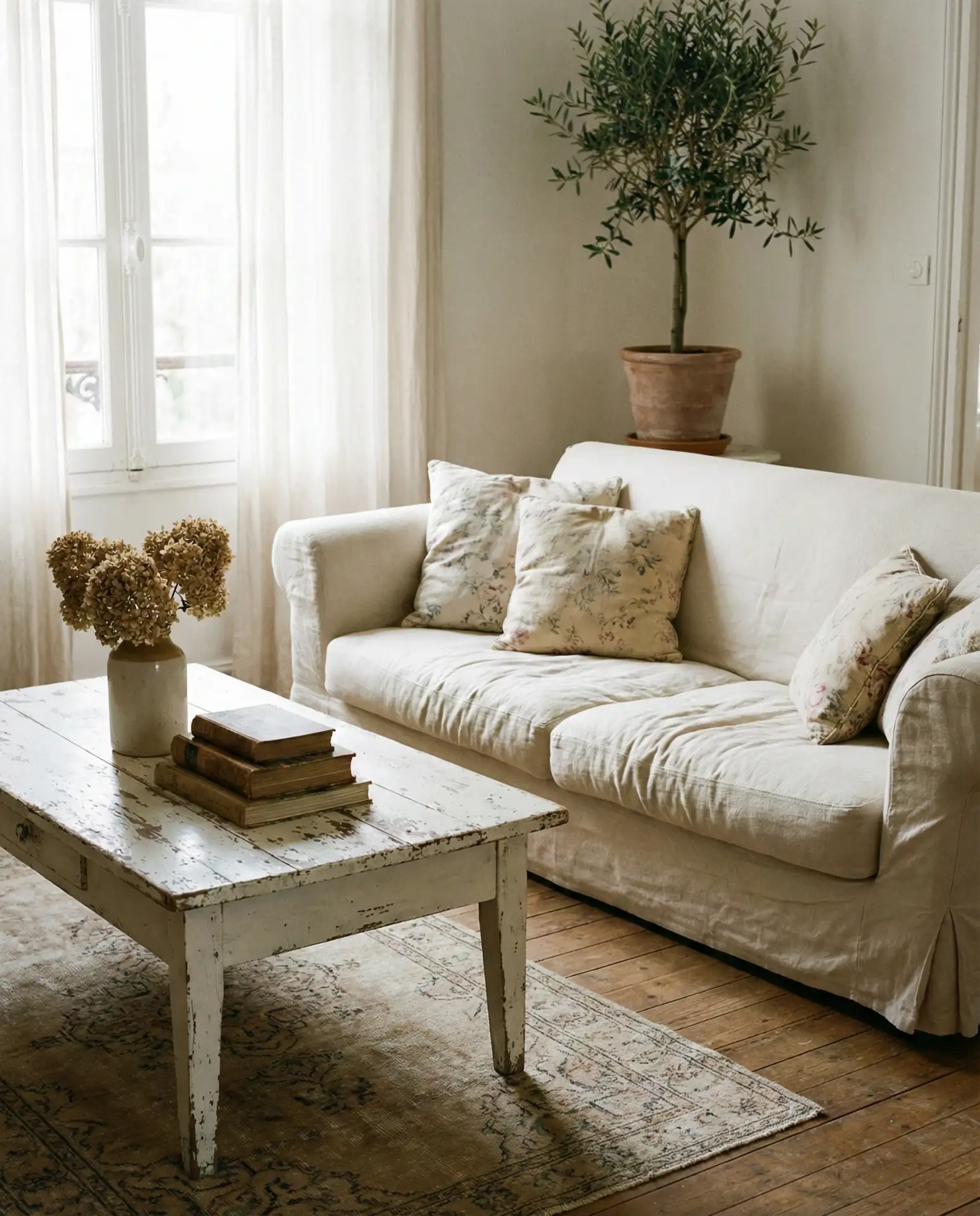 Shabby Chic Living Room with Distressed Furniture 2