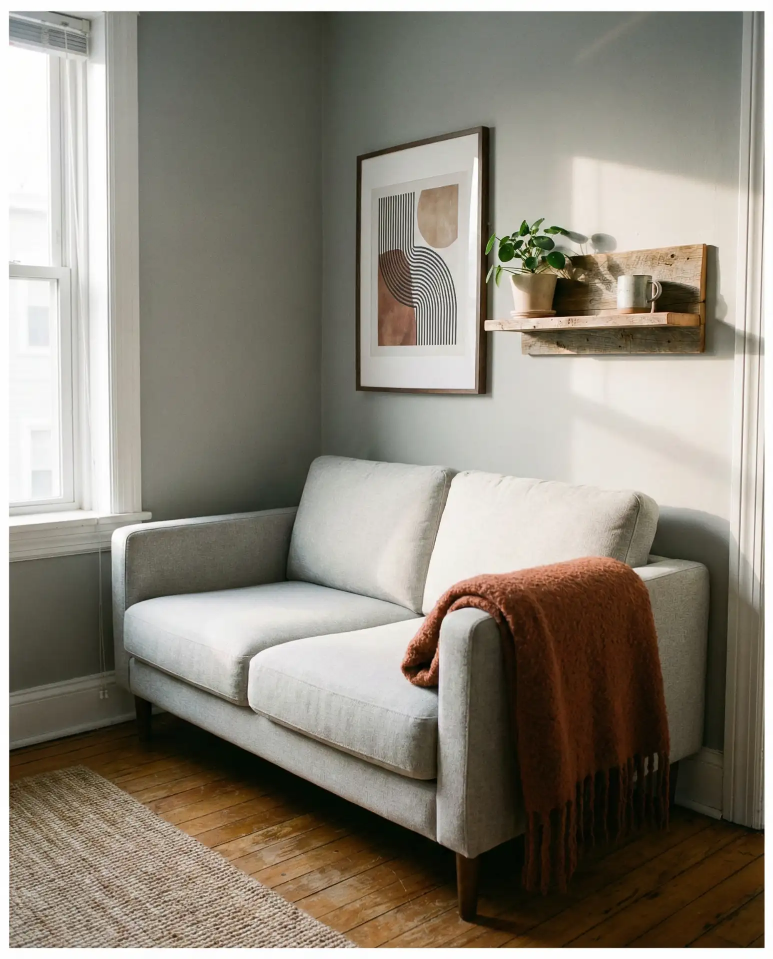 Small Apartment Grey with Pop of Color 1