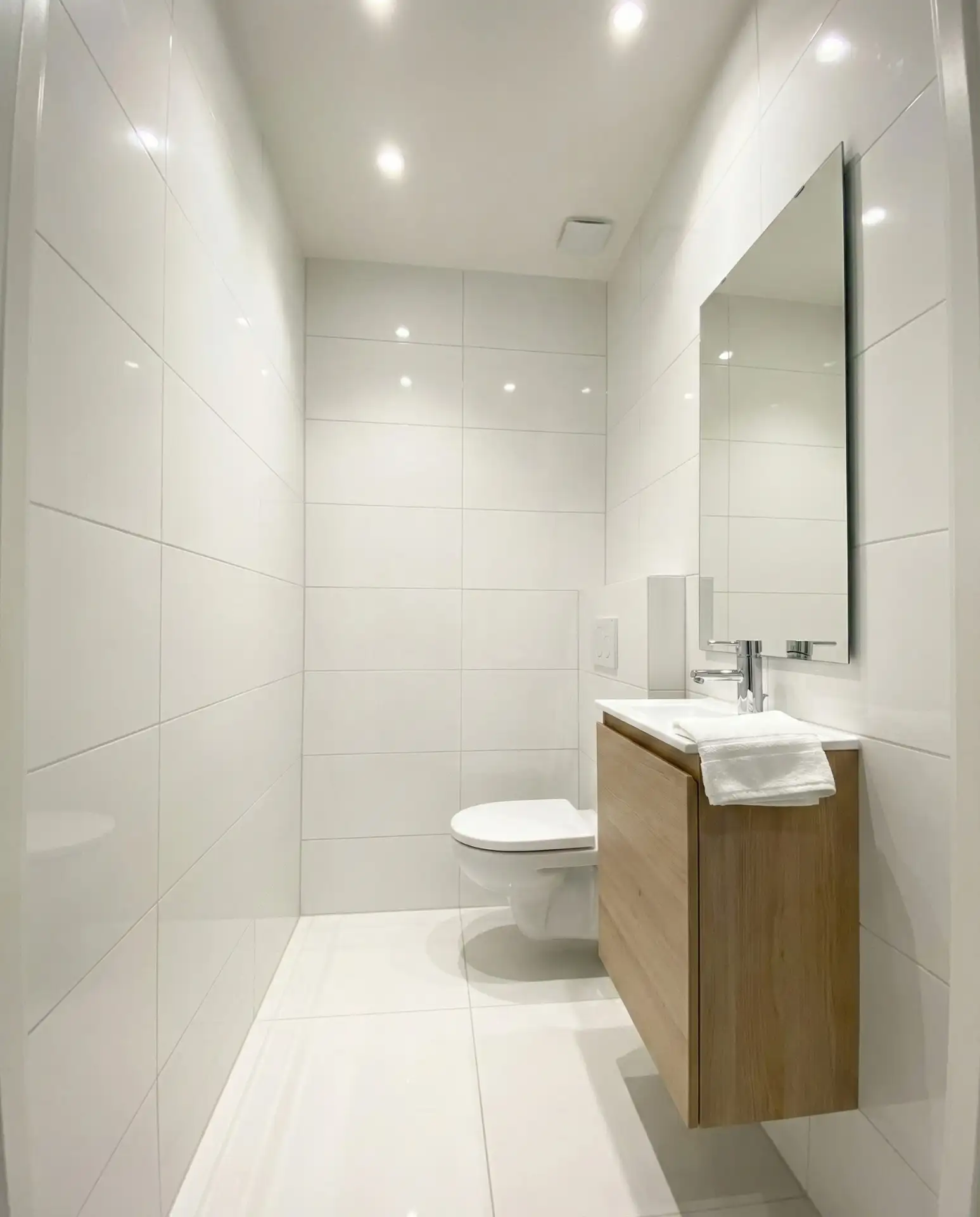 Small Bathrooms with Large White Tiles 1
